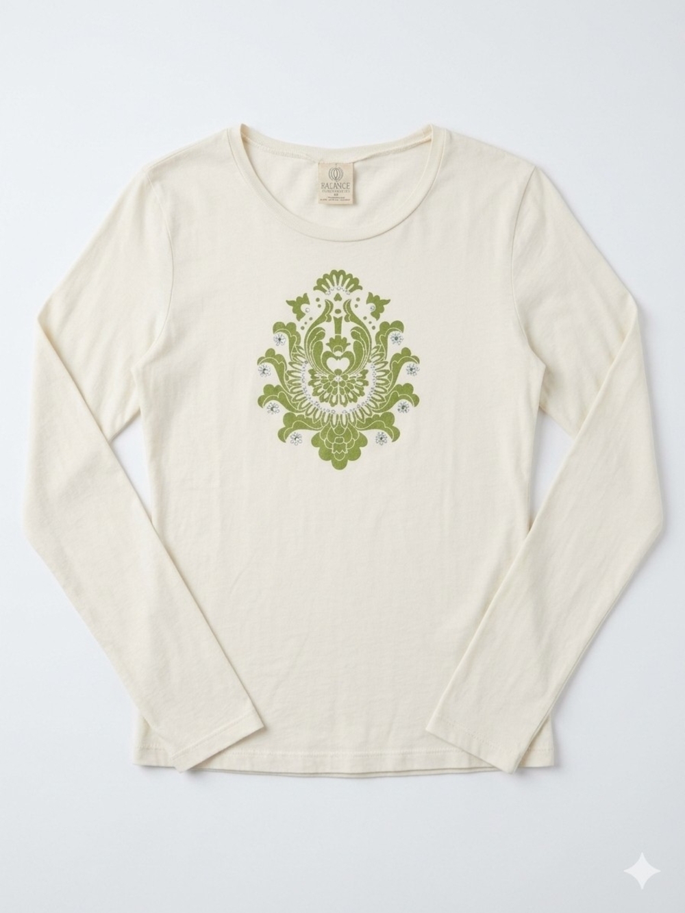 Balance Collection Cream Long-Sleeve Tee with Green Center Motif